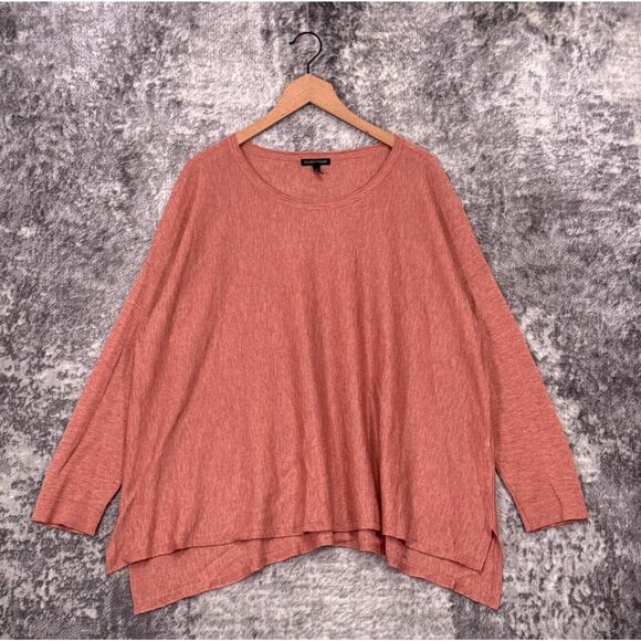 Eileen Fisher Sweater Large Womens Merino Wool Alpaca Fine Knit Tunic Dusty Pink - Picture 1 of 8